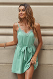 Tie Belt Spaghetti Strap Mini Dress