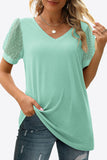 Swiss Dot Puff Sleeve V-Neck Tee