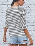 Striped Round Neck Raglan Sleeve T-Shirt