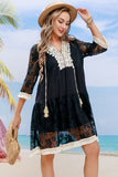 Tassel Spliced Lace Cover Up