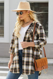 Tier 2 (Plus) Plaid Curved Hem Button Front Shirt