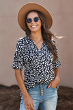 Printed V-Neck Cuffed Tunic Top