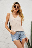 Openwork V-Neck Knit Top