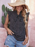 Printed Tie Neck Flutter Sleeve Blouse
