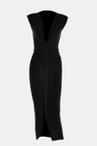 Slit Plunge Sleeveless Maxi Dress