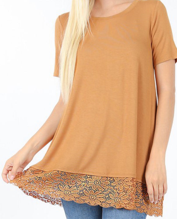 Luxe Rayon Short Sleeve lace Tunic