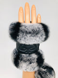 Fingerless Chinchilla/Leather Gloves