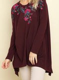 Long Sleeve Embroidered Top - 2 Colors