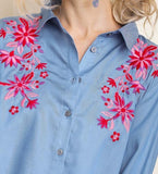 Light Denim Button Down Blouse