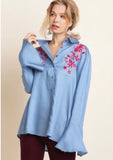 Light Denim Button Down Blouse