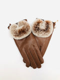 Rabbit Fur Leather Gloves - 2 Colors
