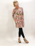 Dusty Pink Floral Dress with Pockets