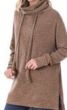 Brushed Melange Funnel Neck Side-Slit Sweater - 4 Colors