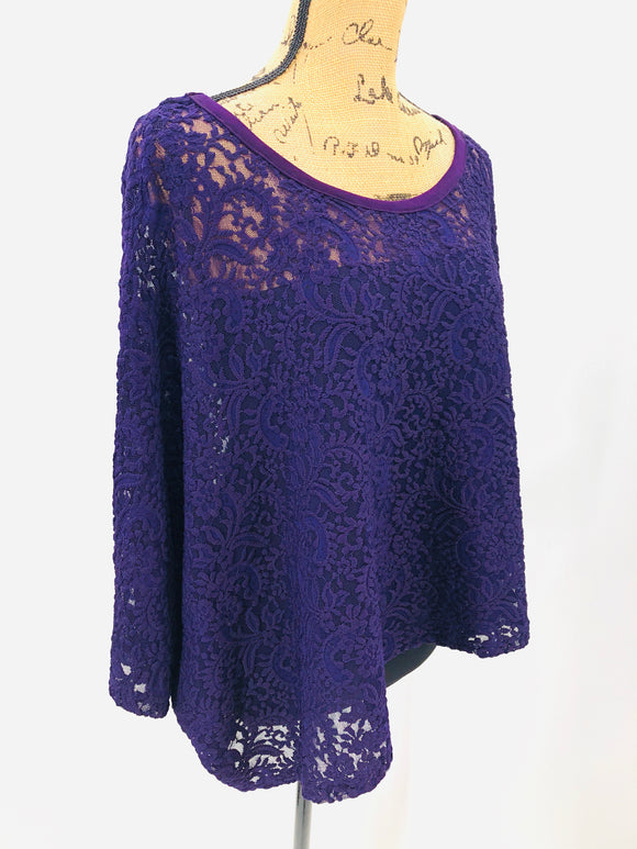 Purple Lace Crop Blouse