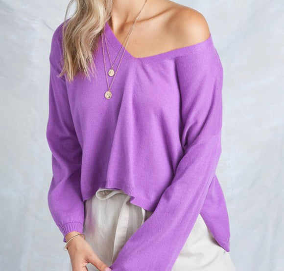 Vibrant Magenta Off-The-Shoulder Sweater
