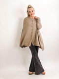 A-Line Stretch Knit Cashmere Button-Up Sweater - 2 Colors