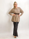 A-Line Stretch Knit Cashmere Button-Up Sweater - 2 Colors