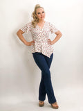 Short Sleeve Wrap Top W/Cherries