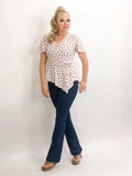 Short Sleeve Wrap Top W/Cherries