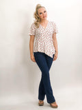 Short Sleeve Wrap Top W/Cherries