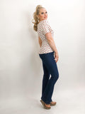 Short Sleeve Wrap Top W/Cherries
