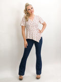 Short Sleeve Wrap Top W/Cherries