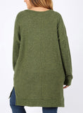 Brushed Melange V-Neck Pocket Sweater