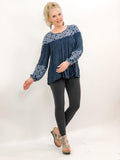 Dusty Navy Long Sleeve Blouse