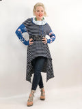 Navy Floral/Stripe Sweater Dress