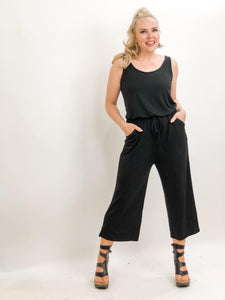 Sleeveless Black Cropped Jumpsuit