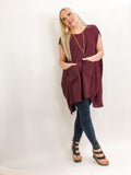 Short Sleeved Hi-Low Relaxed Mini Tunic - 2 Colors