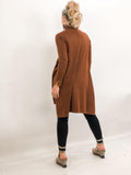 Brown Cashmere Loose Fit Hi-Low Knit Top Dress