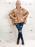 Brushed Abstract Print Poncho