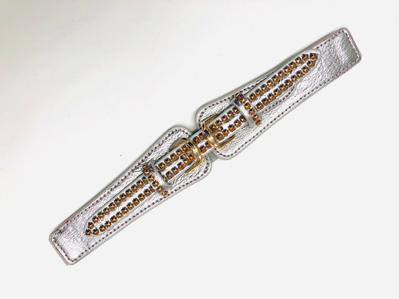 Shiny Silver/Gold Studded Stretch Belt