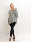 Long Sleeve Striped High-Low Top