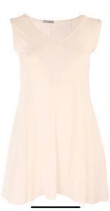 Sleeveless Ivory V-Neck Tunic