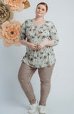 Grey/Teal Floral Top