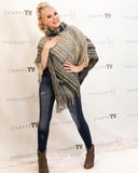 Ribbed Stitch Fringe Poncho