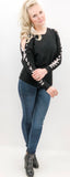 Cold Shoulder Lace-up Sweater