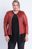 Magna zippered Leatherette Jacket with faux pockets