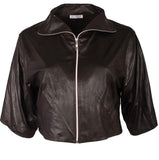Magna leatherette 3/4 sleeve zip toppers