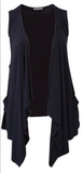 Pocketed Waterfall Sleeveless Cardigan - 2 Colors