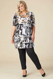 White/Black/Taupe Magazine Tunic