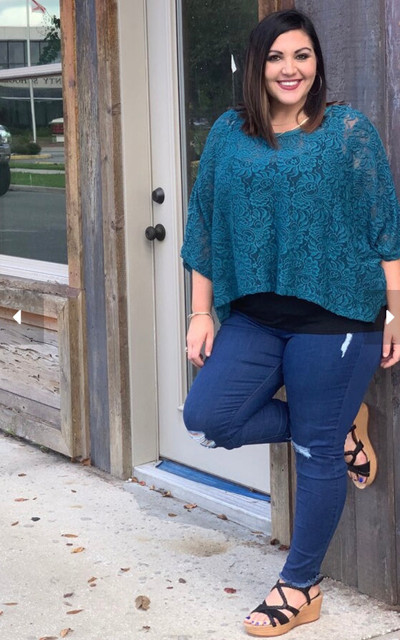 Teal Lace Crop - One Size