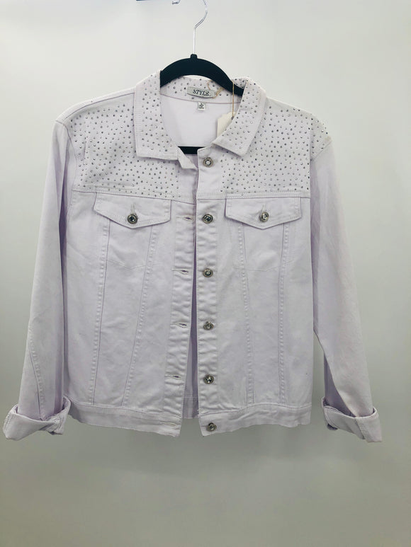 White/Rhinestone Denim Jacket