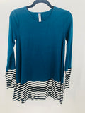 Striped & Solid Contrast Long Sleeve Top - 2 Colors