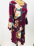Purple/Floral Ruffle Sleeve Dress
