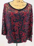 Red/Navy Paisley Crop Blouse