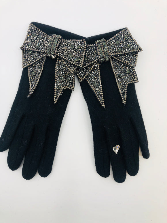 Rhinestone Glamour Gloves with Touchscreen Fingertip - Multiple Colors