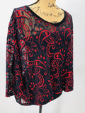 Red/Navy Paisley Crop Blouse